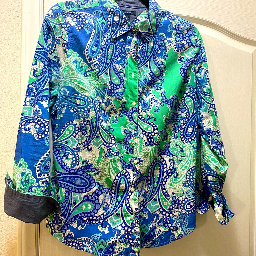 Paisley print, Long Sleeved, button up Blouse
